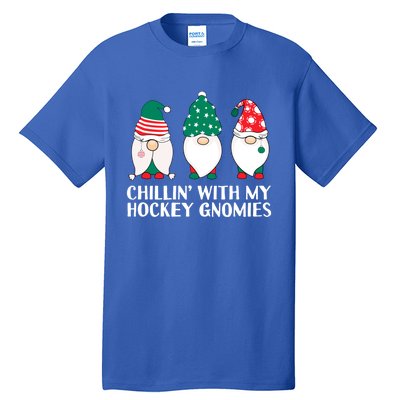 Chilling With My Hockey Gnomies Funny Gnome Pun Xmas Pajamas Gift Tall T-Shirt