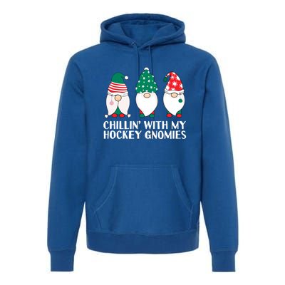 Chilling With My Hockey Gnomies Funny Gnome Pun Xmas Pajamas Gift Premium Hoodie