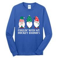 Chilling With My Hockey Gnomies Funny Gnome Pun Xmas Pajamas Gift Tall Long Sleeve T-Shirt