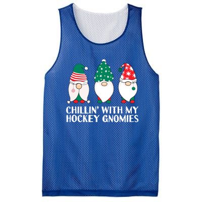 Chilling With My Hockey Gnomies Funny Gnome Pun Xmas Pajamas Gift Mesh Reversible Basketball Jersey Tank