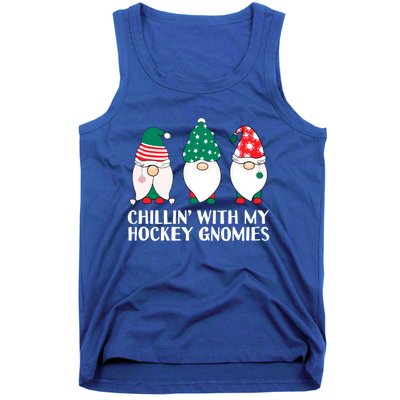 Chilling With My Hockey Gnomies Funny Gnome Pun Xmas Pajamas Gift Tank Top