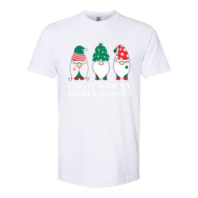 Chilling With My Hockey Gnomies Funny Gnome Pun Xmas Pajamas Gift Softstyle CVC T-Shirt