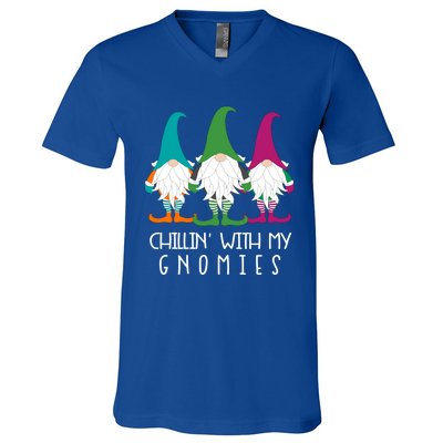 Chillin With My Gnomies Garden Gnome Christmas Lawn Care Meaningful Gift V-Neck T-Shirt