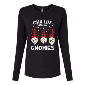 Chillin With My Gnomies Funny Gnome Christmas Pamajas Family Cute Womens Cotton Relaxed Long Sleeve T-Shirt