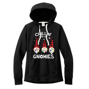 Chillin With My Gnomies Funny Gnome Christmas Pamajas Family Cute Women's Fleece Hoodie