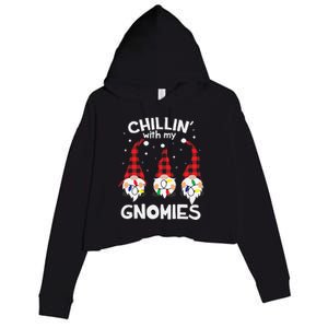 Chillin With My Gnomies Funny Gnome Christmas Pamajas Family Cute Crop Fleece Hoodie