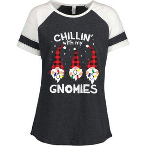 Chillin With My Gnomies Funny Gnome Christmas Pamajas Family Cute Enza Ladies Jersey Colorblock Tee