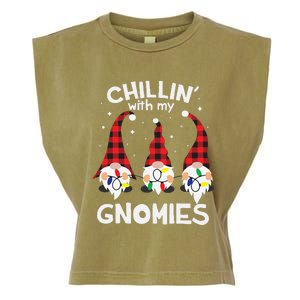 Chillin With My Gnomies Funny Gnome Christmas Pamajas Family Cute Garment-Dyed Women's Muscle Tee