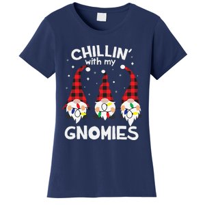 Chillin With My Gnomies Funny Gnome Christmas Pamajas Family Cute Women's T-Shirt