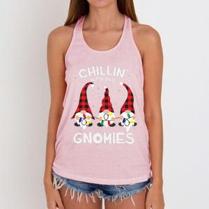 Chillin With My Gnomies Funny Gnome Christmas Pamajas Family Cute Women's Knotted Racerback Tank