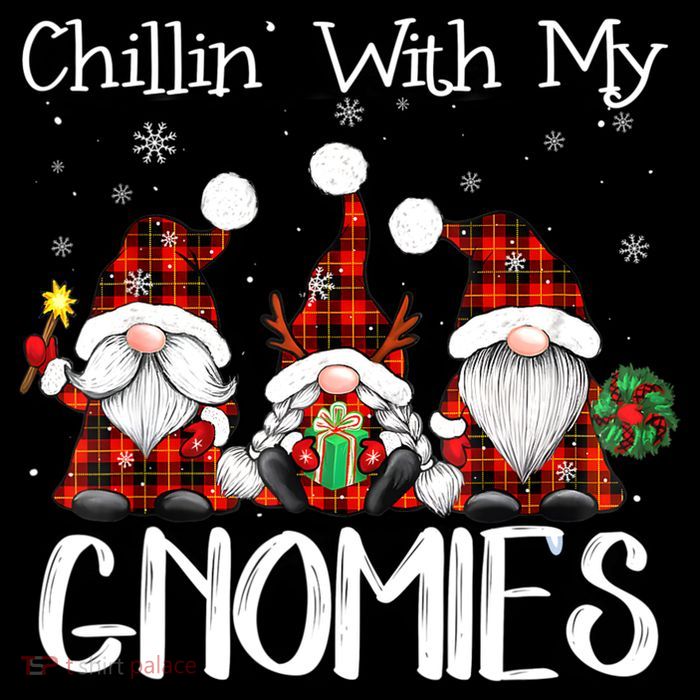 Chillin With My Gnomies Buffalo Red Plaid Christmas Gnome Flat Bill Trucker Hat
