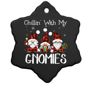 Chillin With My Gnomies Buffalo Red Plaid Christmas Gnome Ceramic Star Ornament