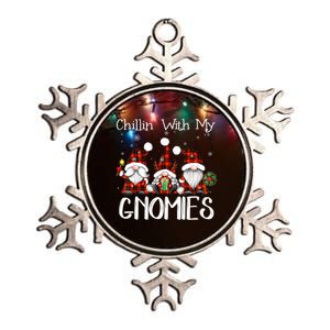 Chillin With My Gnomies Buffalo Red Plaid Christmas Gnome Metallic Star Ornament