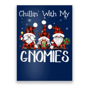 Chillin With My Gnomies Buffalo Red Plaid Christmas Gnome Poster