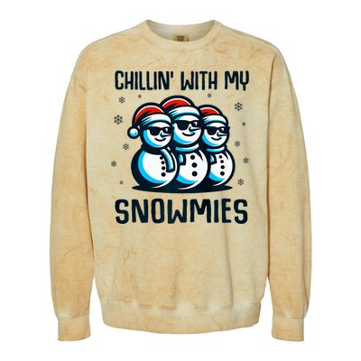 Chillin With My Snowmies Snowman Christmas Funny Colorblast Crewneck Sweatshirt