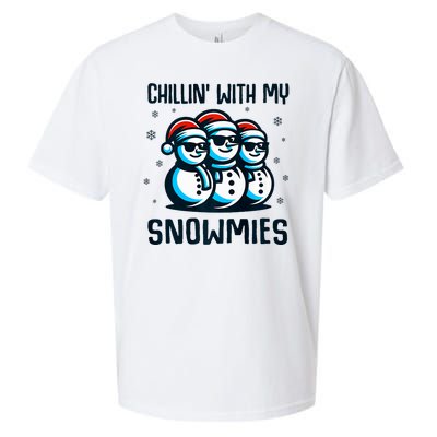 Chillin With My Snowmies Snowman Christmas Funny Sueded Cloud Jersey T-Shirt