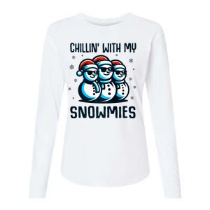 Chillin With My Snowmies Snowman Christmas Funny Womens Cotton Relaxed Long Sleeve T-Shirt