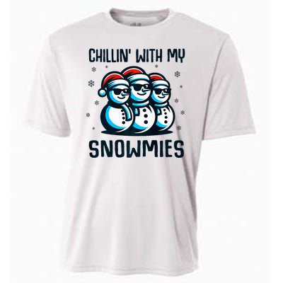 Chillin With My Snowmies Snowman Christmas Funny Cooling Performance Crew T-Shirt