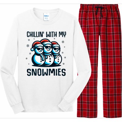 Chillin With My Snowmies Snowman Christmas Funny Long Sleeve Pajama Set