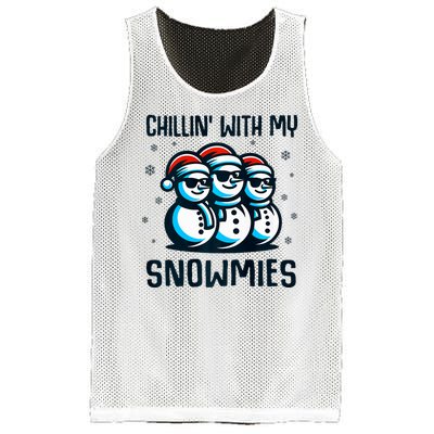 Chillin With My Snowmies Snowman Christmas Funny Mesh Reversible Basketball Jersey Tank