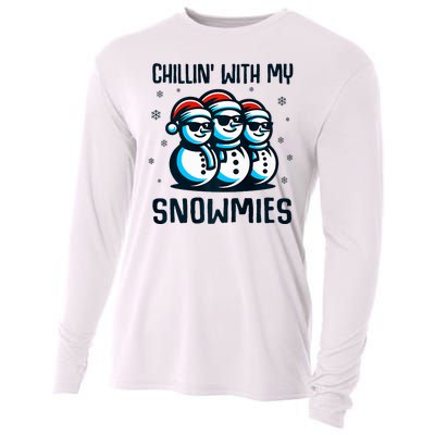 Chillin With My Snowmies Snowman Christmas Funny Cooling Performance Long Sleeve Crew