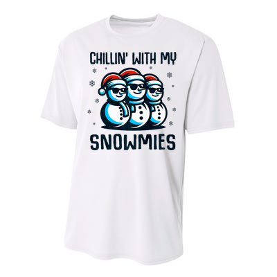 Chillin With My Snowmies Snowman Christmas Funny Performance Sprint T-Shirt