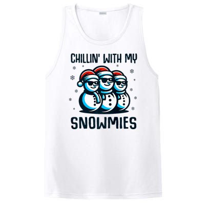 Chillin With My Snowmies Snowman Christmas Funny PosiCharge Competitor Tank