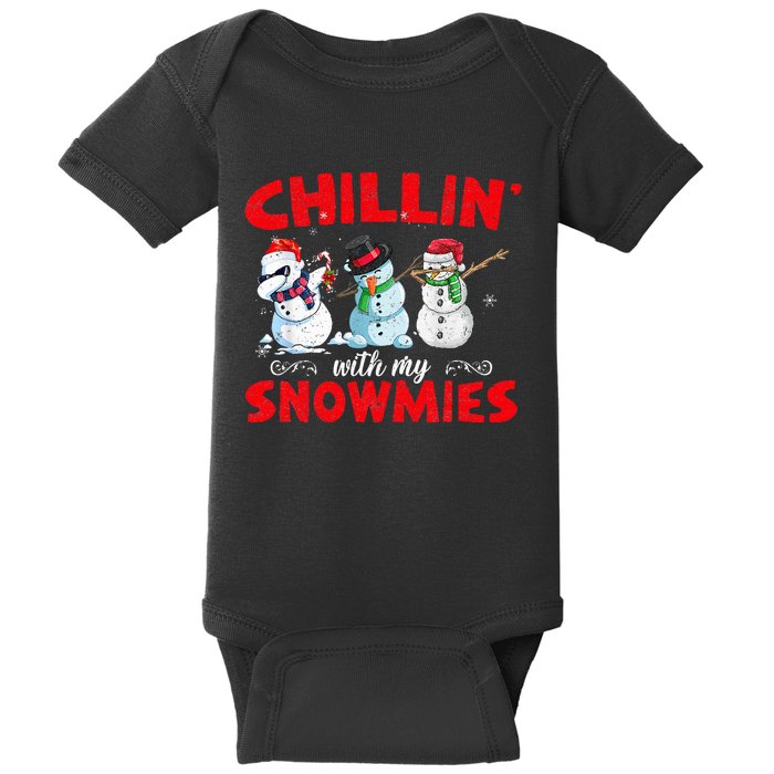 Chillin With My Snowmies Ugly Christmas  Baby Bodysuit