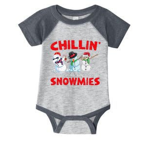 Chillin With My Snowmies Ugly Christmas  Infant Baby Jersey Bodysuit