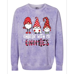 Chillin With My Gnomies Christmas Buffalo Plaid Xmas Family Gift Colorblast Crewneck Sweatshirt