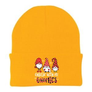 Chillin With My Gnomies Christmas Buffalo Plaid Xmas Family Gift Knit Cap Winter Beanie