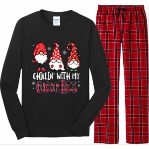 Chillin With My Gnomies Christmas Buffalo Plaid Xmas Family Gift Long Sleeve Pajama Set