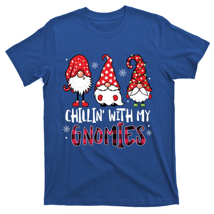 Chillin With My Gnomies Christmas Buffalo Plaid Xmas Family Gift T-Shirt