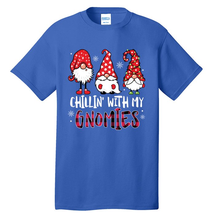 Chillin With My Gnomies Christmas Buffalo Plaid Xmas Family Gift Tall T-Shirt