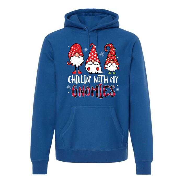 Chillin With My Gnomies Christmas Buffalo Plaid Xmas Family Gift Premium Hoodie