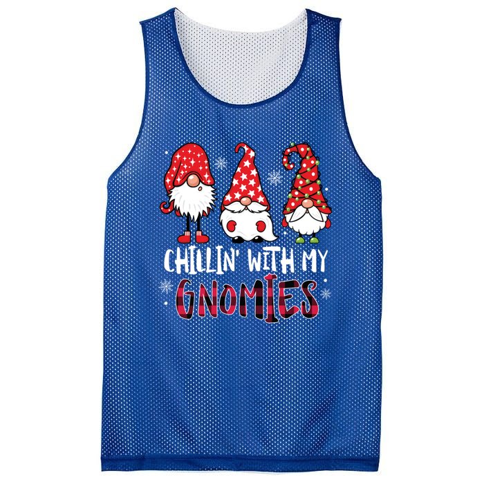 Chillin With My Gnomies Christmas Buffalo Plaid Xmas Family Gift Mesh Reversible Basketball Jersey Tank