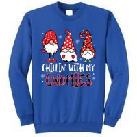 Chillin With My Gnomies Christmas Buffalo Plaid Xmas Family Gift Tall Sweatshirt