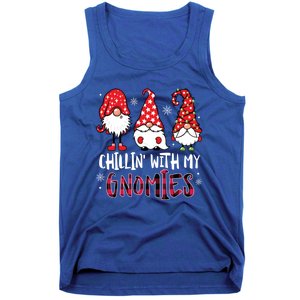 Chillin With My Gnomies Christmas Buffalo Plaid Xmas Family Gift Tank Top