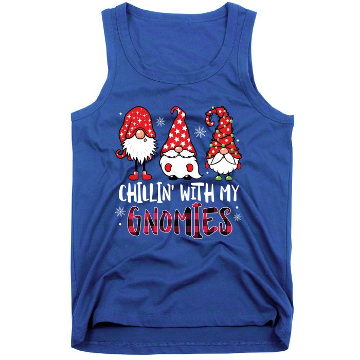 Chillin With My Gnomies Christmas Buffalo Plaid Xmas Family Gift Tank Top