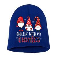 Chillin With My Gnomies Christmas Buffalo Plaid Xmas Family Gift Short Acrylic Beanie