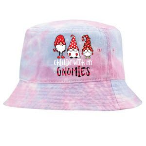 Chillin With My Gnomies Christmas Buffalo Plaid Xmas Family Gift Tie-Dyed Bucket Hat