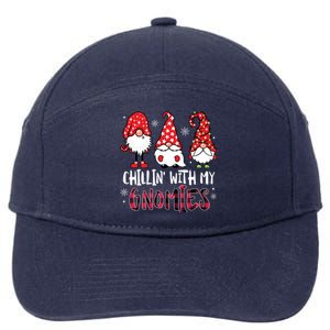 Chillin With My Gnomies Christmas Buffalo Plaid Xmas Family Gift 7-Panel Snapback Hat