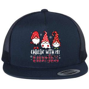 Chillin With My Gnomies Christmas Buffalo Plaid Xmas Family Gift Flat Bill Trucker Hat