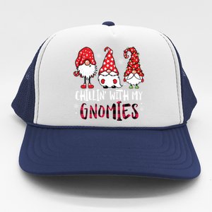 Chillin With My Gnomies Christmas Buffalo Plaid Xmas Family Gift Trucker Hat