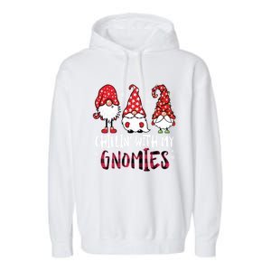 Chillin With My Gnomies Christmas Buffalo Plaid Xmas Family Gift Garment-Dyed Fleece Hoodie