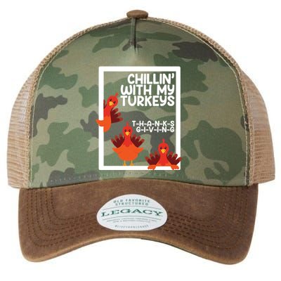 Chillin With My Turkeys Thanksgiving Funny Legacy Tie Dye Trucker Hat