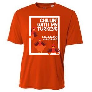 Chillin With My Turkeys Thanksgiving Funny Cooling Performance Crew T-Shirt