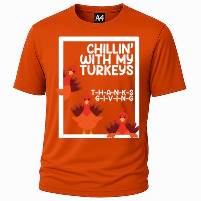 Chillin With My Turkeys Thanksgiving Funny Cooling Performance Crew T-Shirt