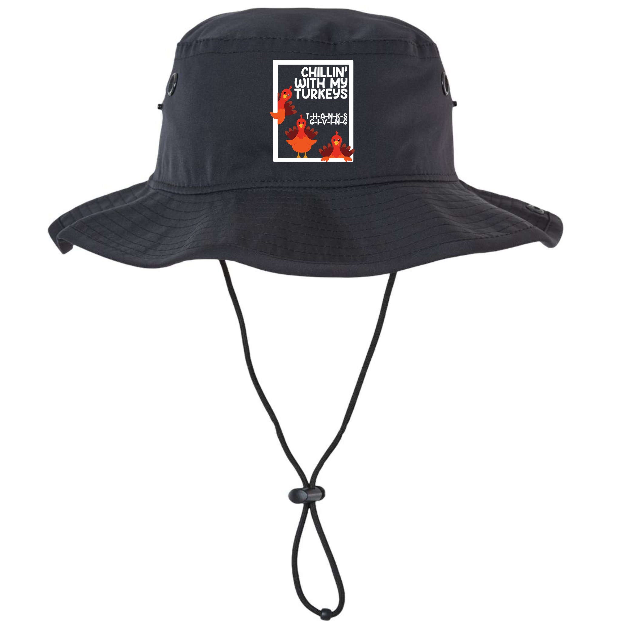 Chillin With My Turkeys Thanksgiving Funny Bucket Hat
