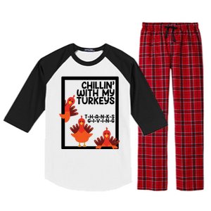 Chillin With My Turkeys Thanksgiving Funny Raglan Sleeve Pajama Set